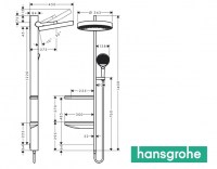 MEDIDAS COLUMNA DUCHA SHOWERPIPE 360 1jet RAINFINITY HANSGROHE